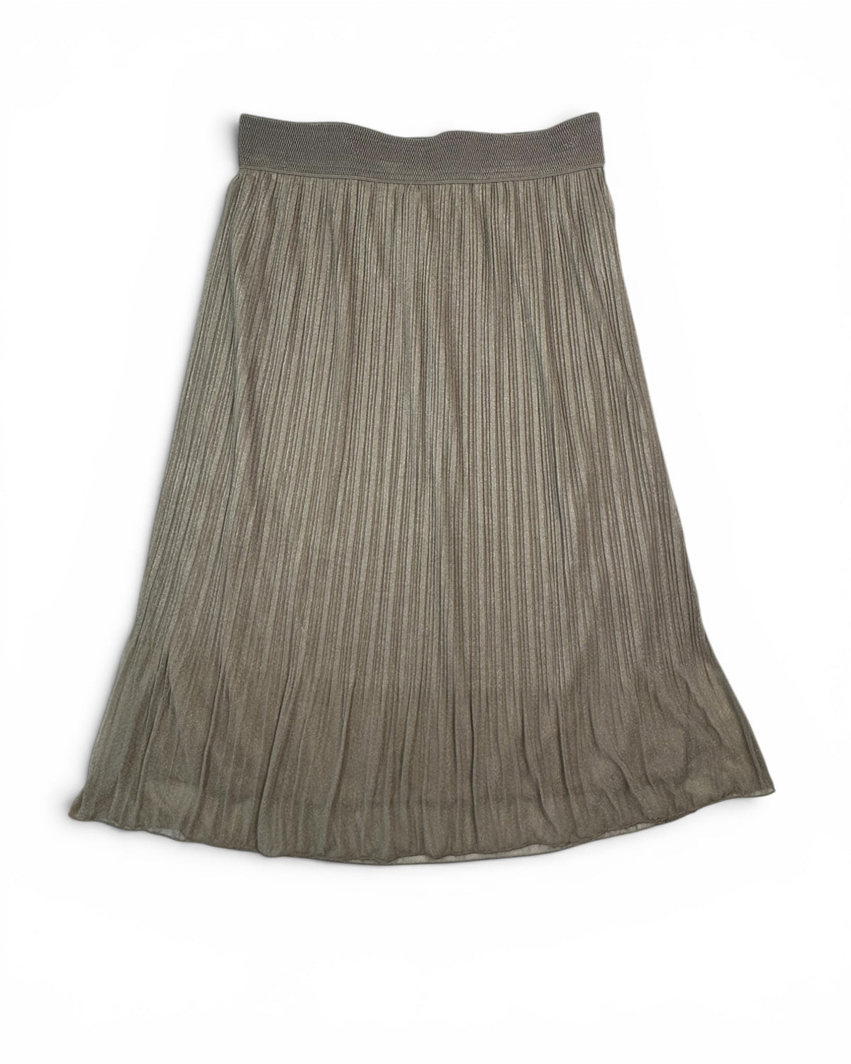 Metrowear Petite Metallic Pleated Midi Skirt Taupe Shimmer Size PL NWT