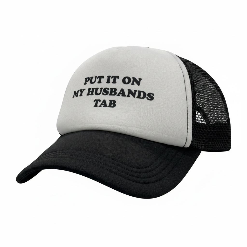 Novelty hat - "PUT IT ON MY HUSBAND'S TAB"