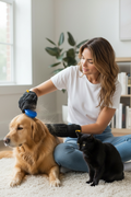 Orebog 3-Piece Pet Grooming Kit – 2 Grooming Gloves & Silicone Brush