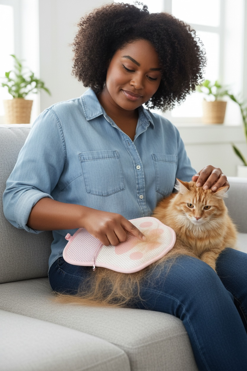 Pet Hair Remover Grooming Glove – Pink