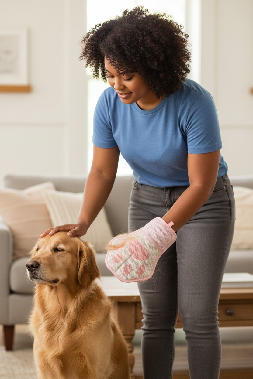 Pet Hair Remover Grooming Glove – Pink