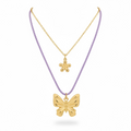 Butterfly & Flower Layered Necklace Set