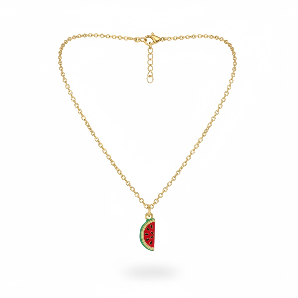 Watermelon charm necklace with Gold Tone.
