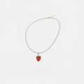 Pearl Beaded Strawberry Charm Fashion Necklace