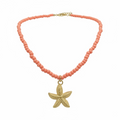 Orange Beaded Starfish Charm Fashion Necklace