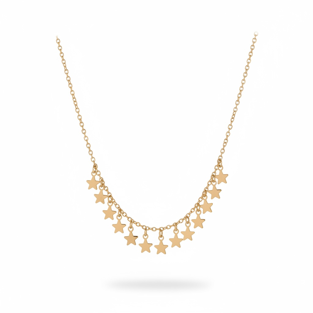 Gold-Tone and Star Charm Fashion Necklace
