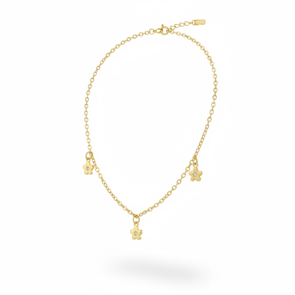 Gold-Tone and Flower Charm Fashion Necklace