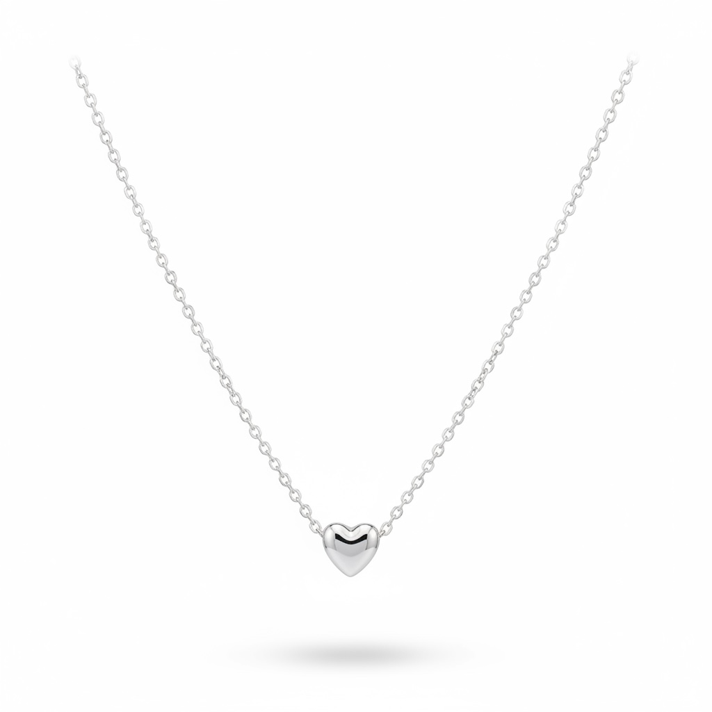Silver-Tone Heart Charm Necklace