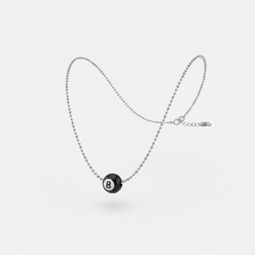 Silver Tone 8-Ball Charm Necklace