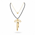 Gold-Tone Heart & Bow Layered Necklace set