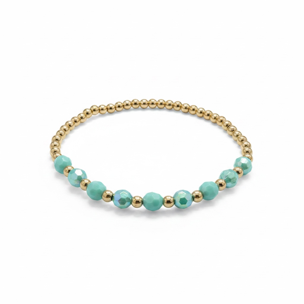 Teal with Gold Tone Bracelet