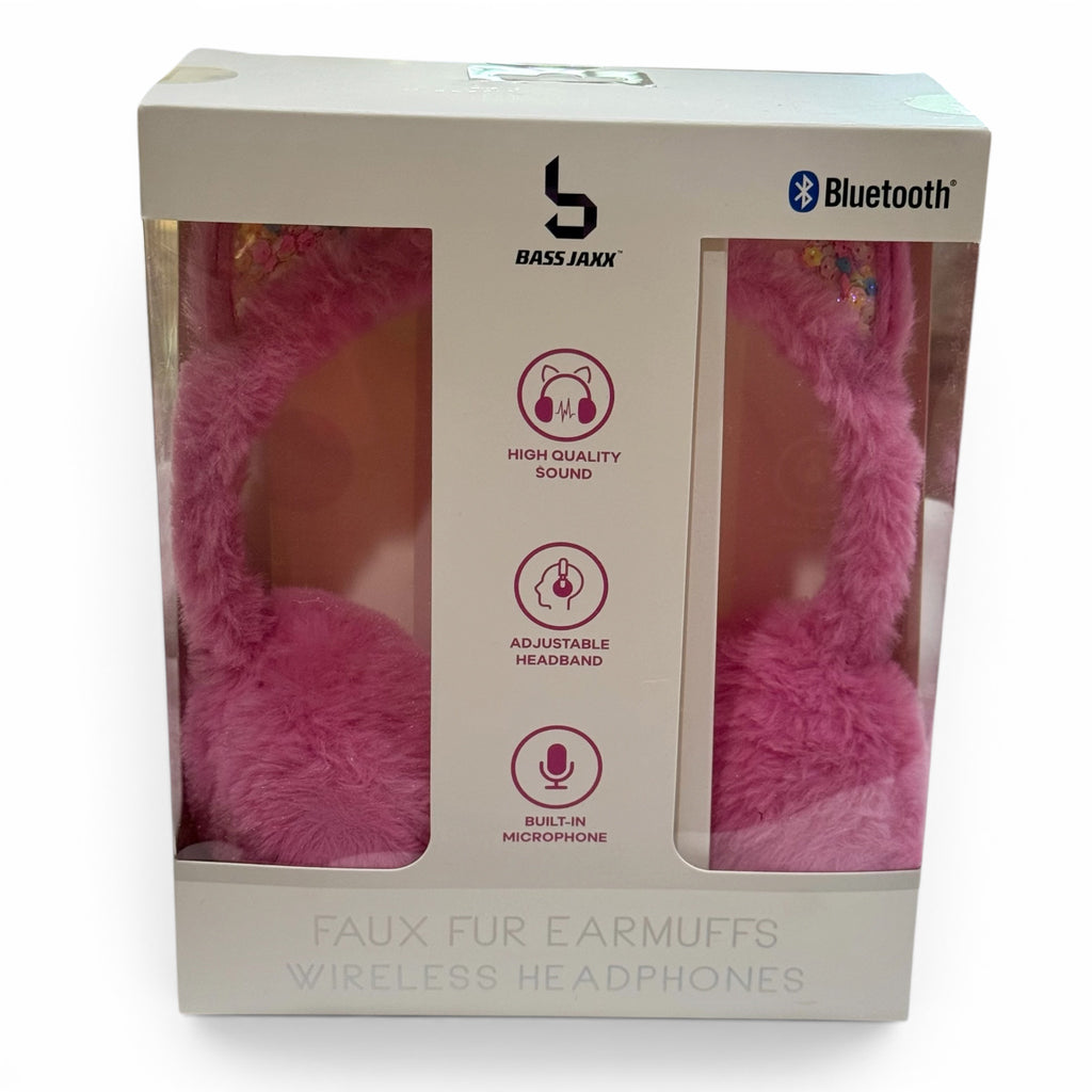 Faux Fur Earmuffs Wireless Headphones with Confetti Cat Ears