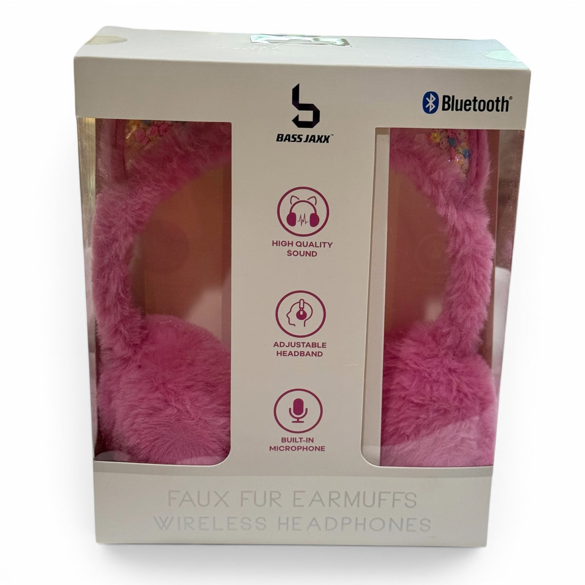 Faux Fur Earmuffs Wireless Headphones with Confetti Cat Ears