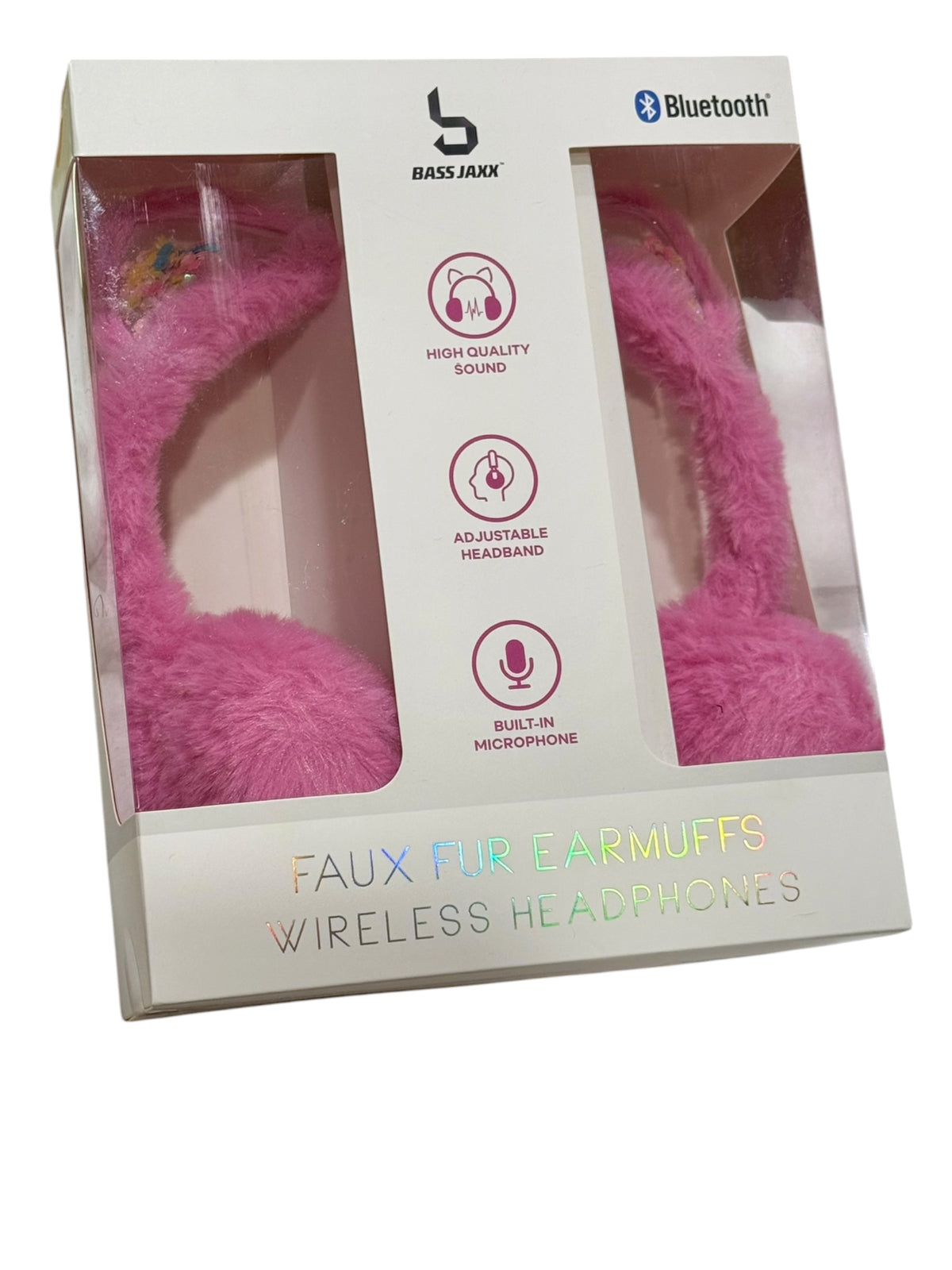 Faux Fur Earmuffs Wireless Headphones with Confetti Cat Ears