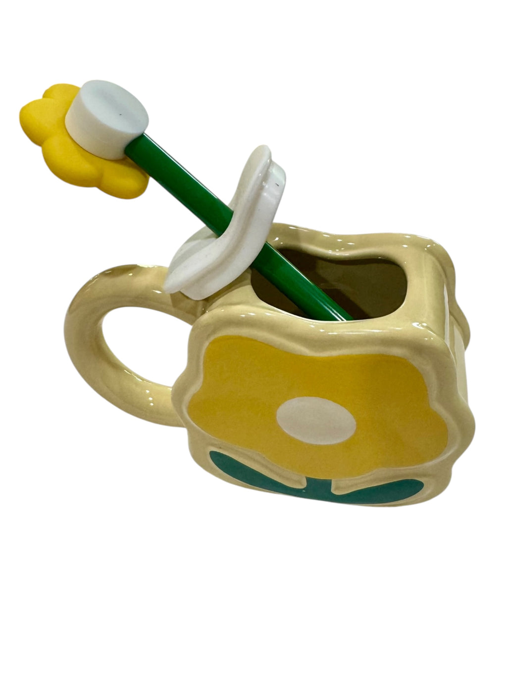 Ceramic Flower Mug with Straw