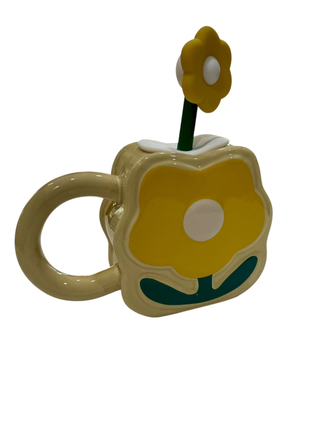 Ceramic Flower Mug with Straw