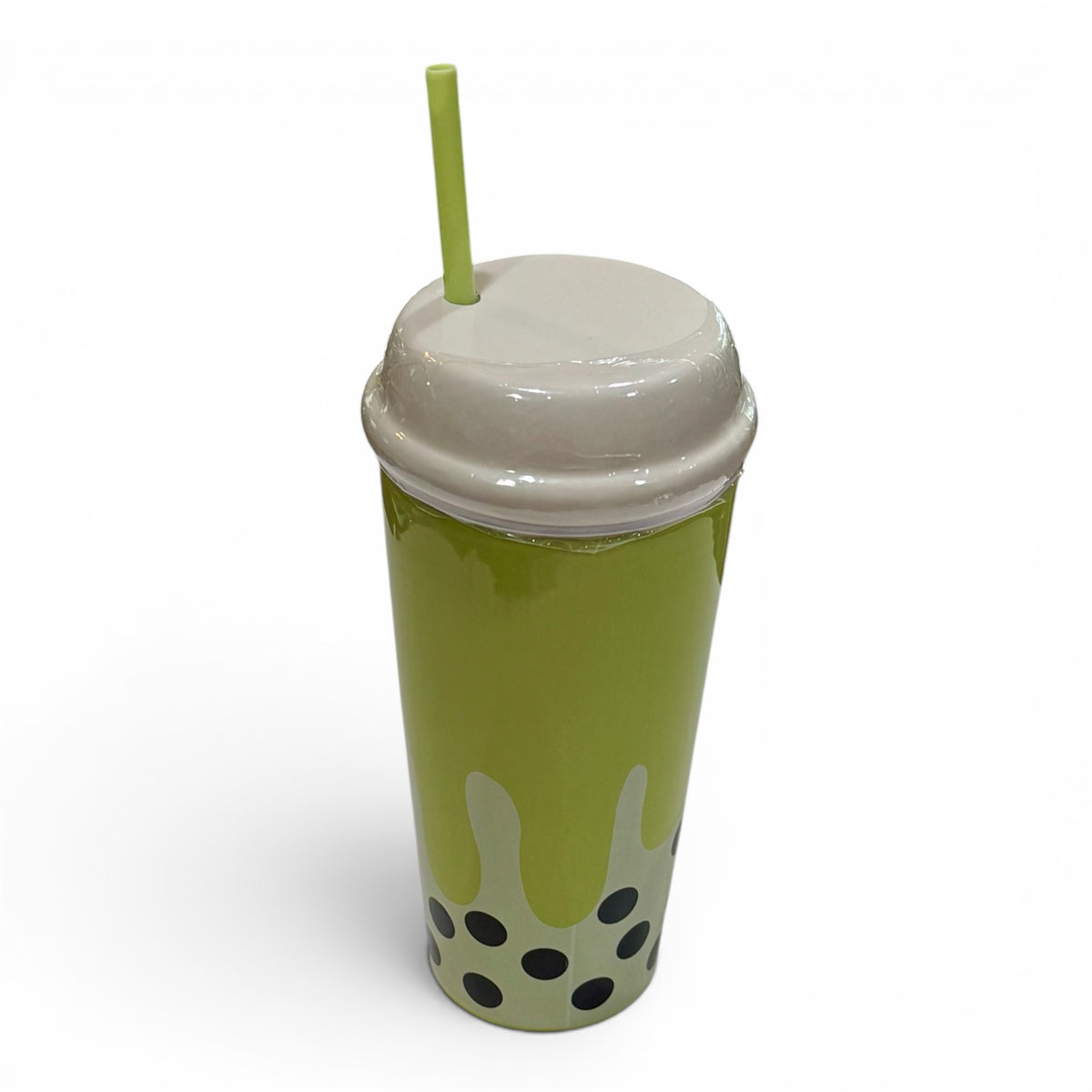 Green Bubble Tea Ceramic Tumbler with Straw - 20 oz
