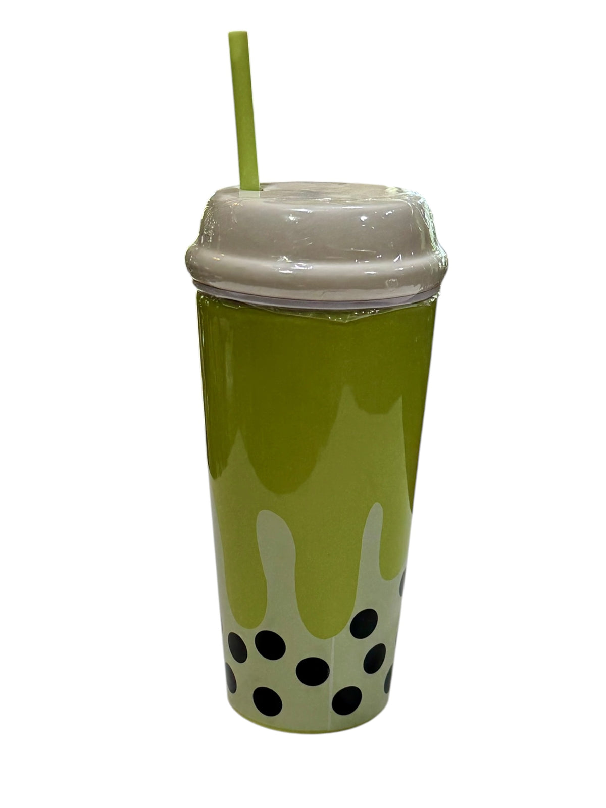 Green Bubble Tea Ceramic Tumbler with Straw - 20 oz
