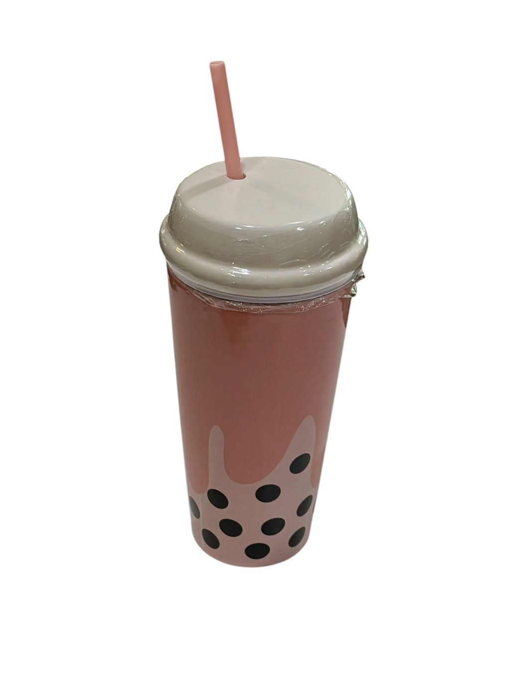 Pink Bubble Tea Ceramic Tumbler with Straw - 20 oz