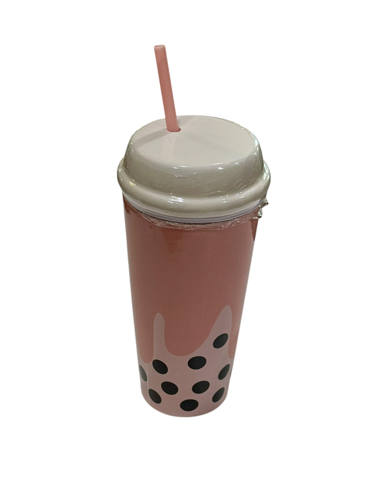 Pink Bubble Tea Ceramic Tumbler with Straw - 20 oz