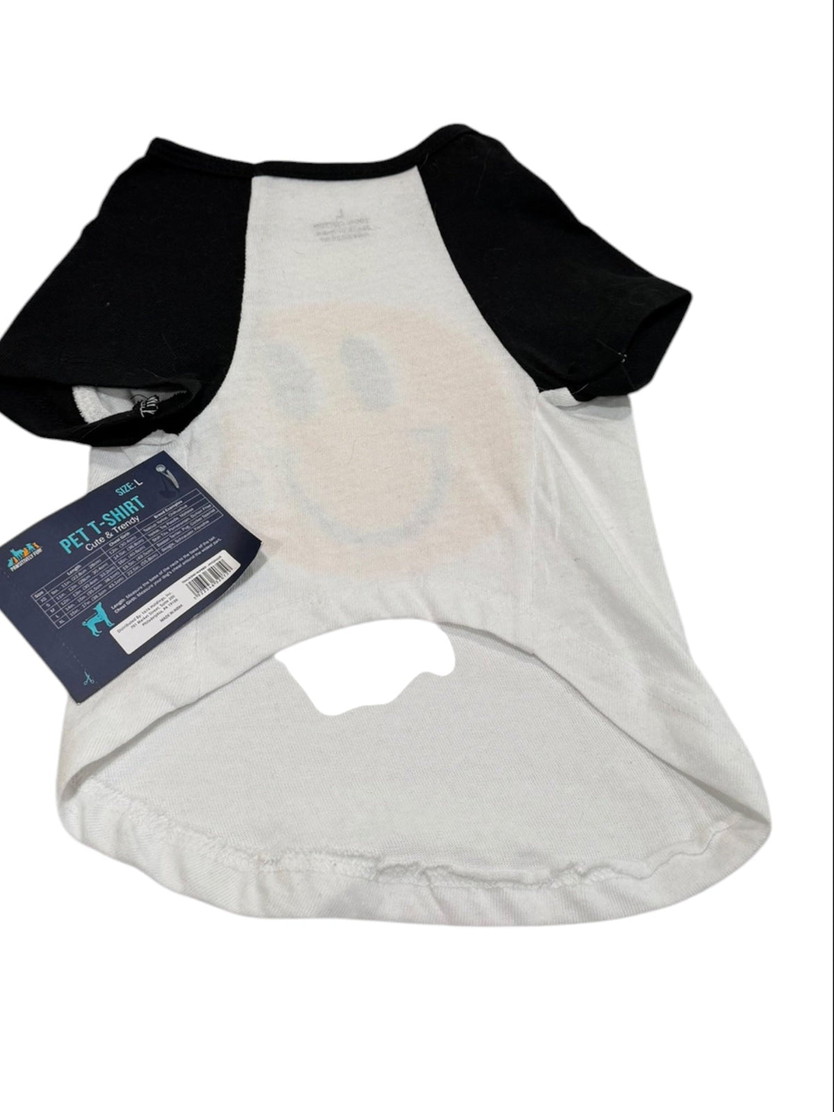 Smiley Face Dog T-Shirt Black & White Pet Shirt Size 2XL