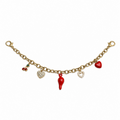 Heart, Red Chili Pepper, Bow & Gold-Tone Bag charm and bracelet