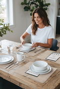 MOSAYT Woven Vinyl Placemats Set of 4 – Beige-Heat Resistant Table Mats