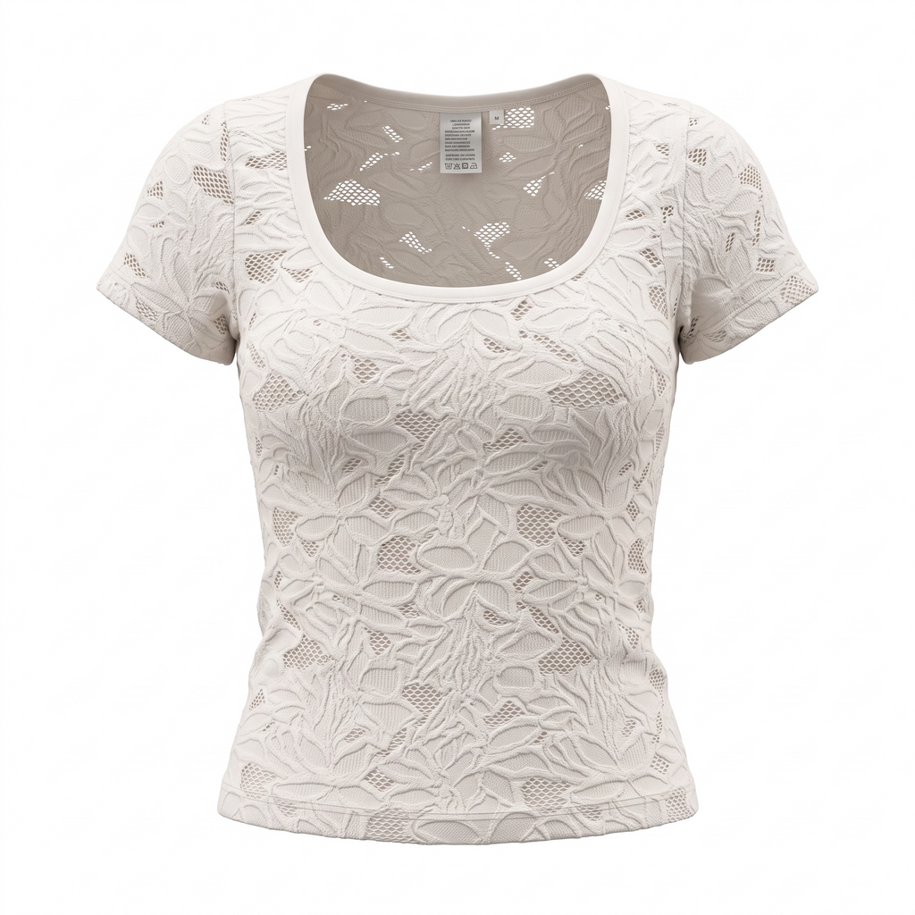 Women's Light Pink Floral Textured Stretch Top