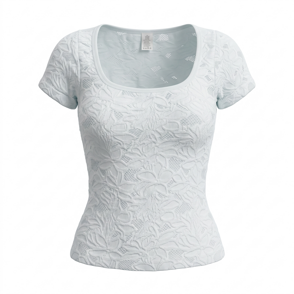 Top elástico de mujer con textura floral menta claro