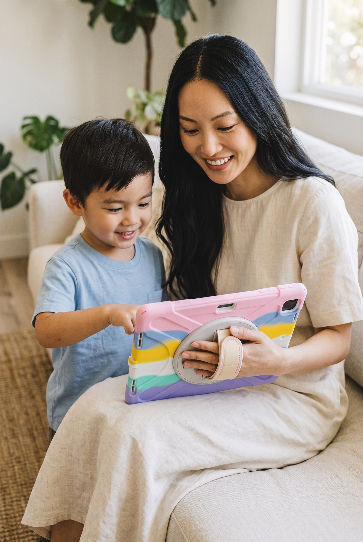 Kids Shockproof Tablet Case with Rotating Stand & Hand Strap