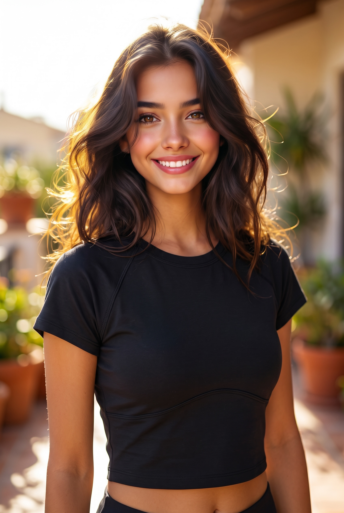 Black Cropped Activewear Top – Size Large