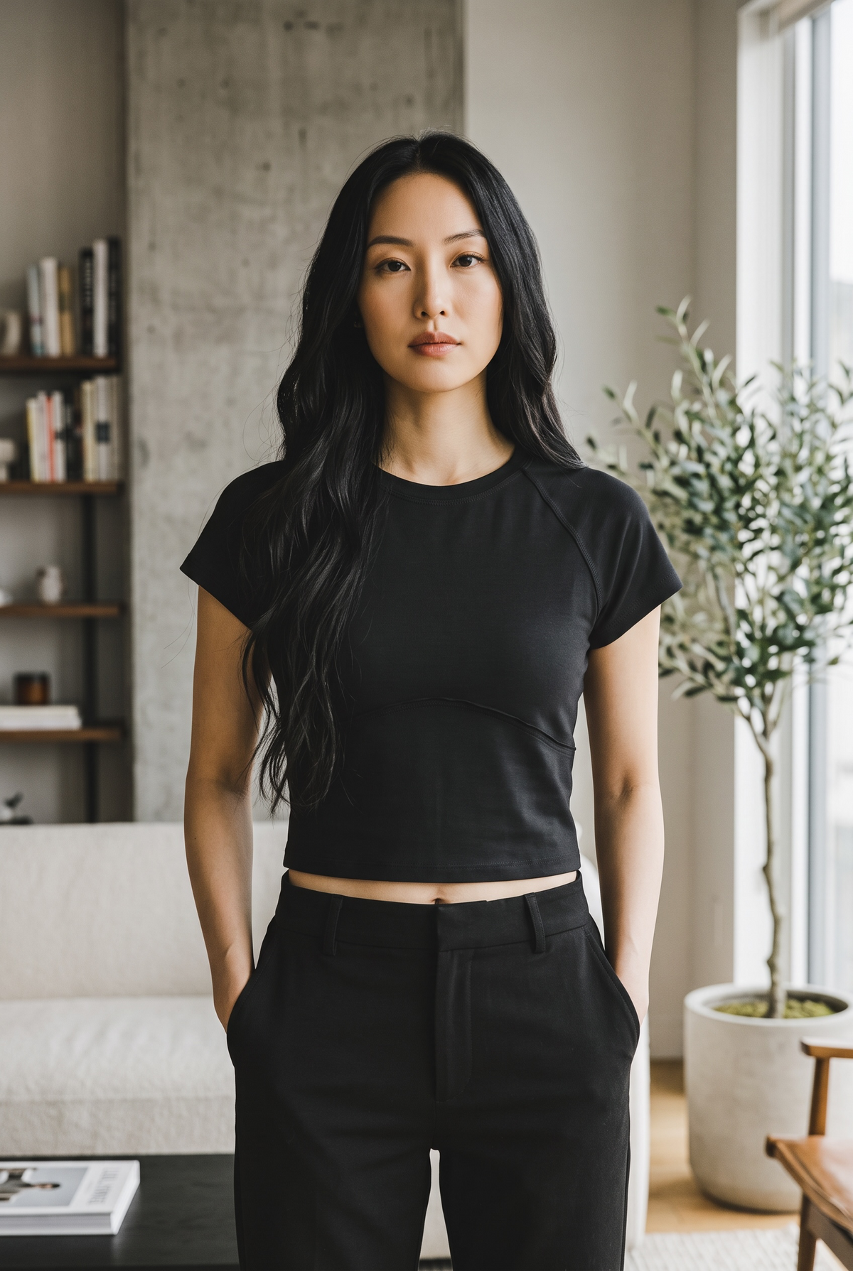Black Cropped Activewear Top – Size XLarge –