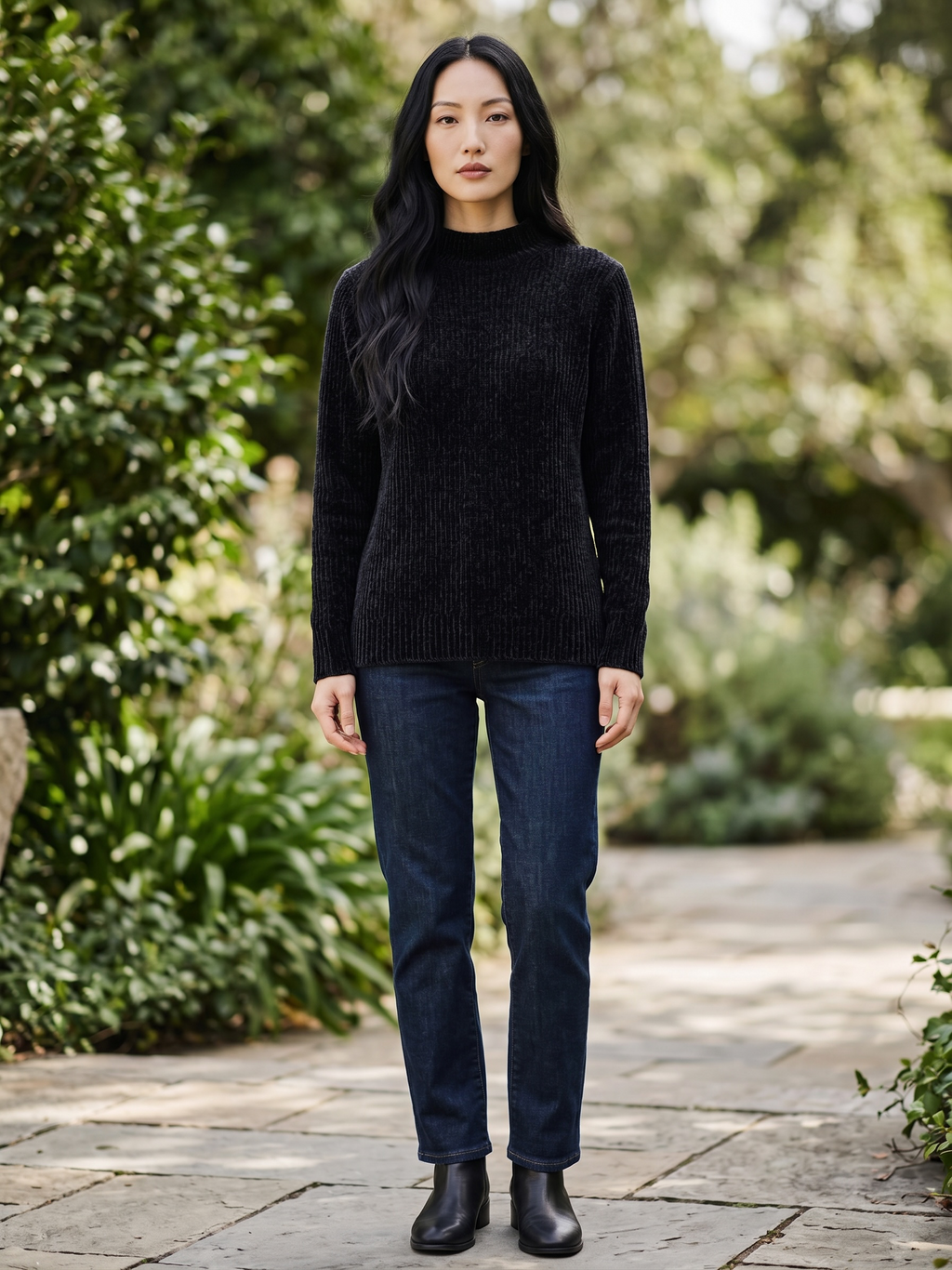 Villager Sport Liz Claiborne Women's Small Onyx Black Mock Neck Sweater NWT