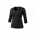 St. John's Bay Women's Medium Black 3/4 Sleeve V-Neck Cotton Top NWT