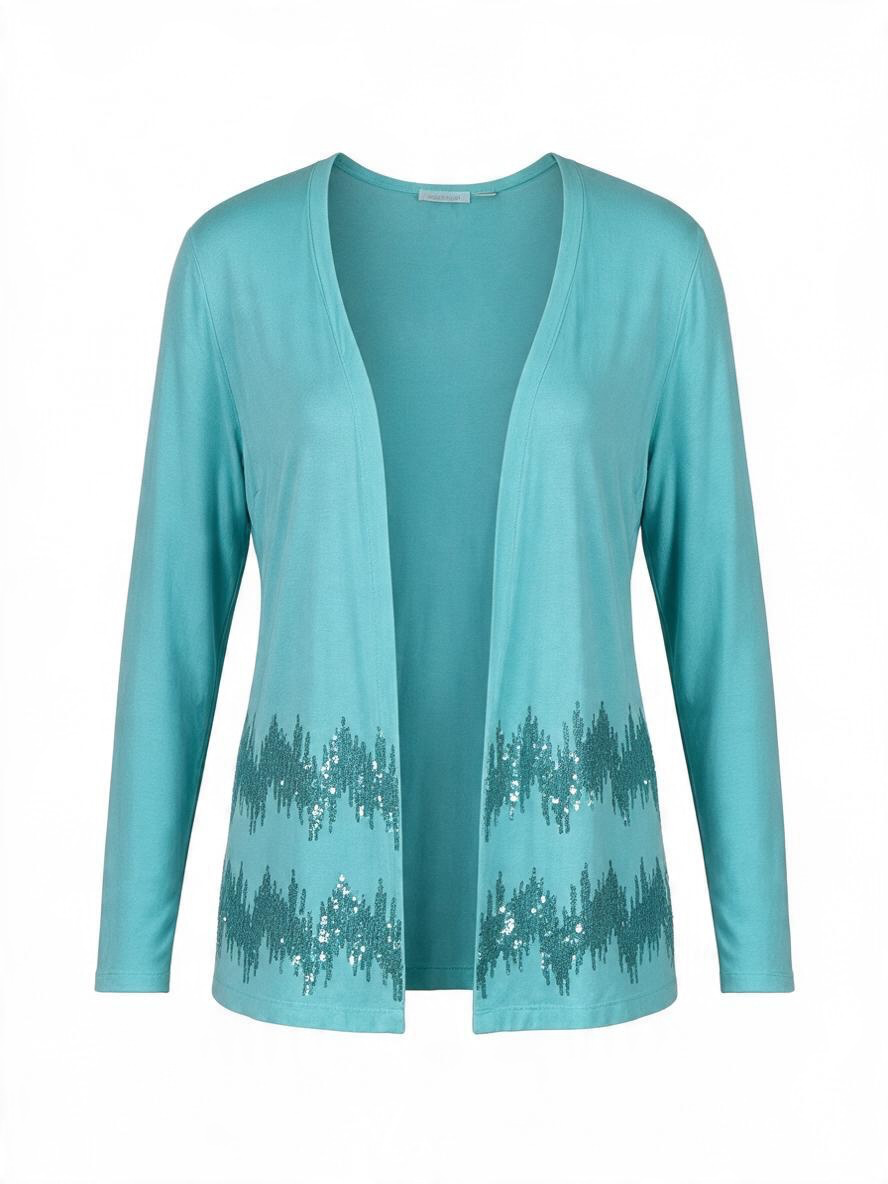Joan Rivers Women's Aqua Sequins Long Sleeve Sweater Medium - New