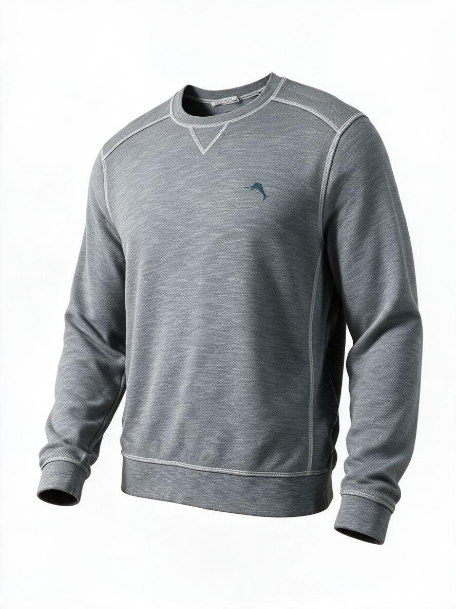 Tommy Bahama Men's Gray Pima Cotton Tencel Crewneck Sweatshirt M - Pre-owned
